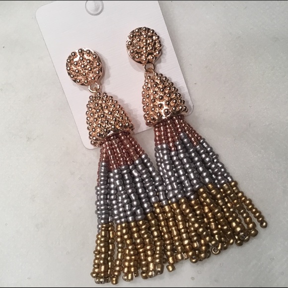 Jewelry - Tri Color Bead Tassel Earrings